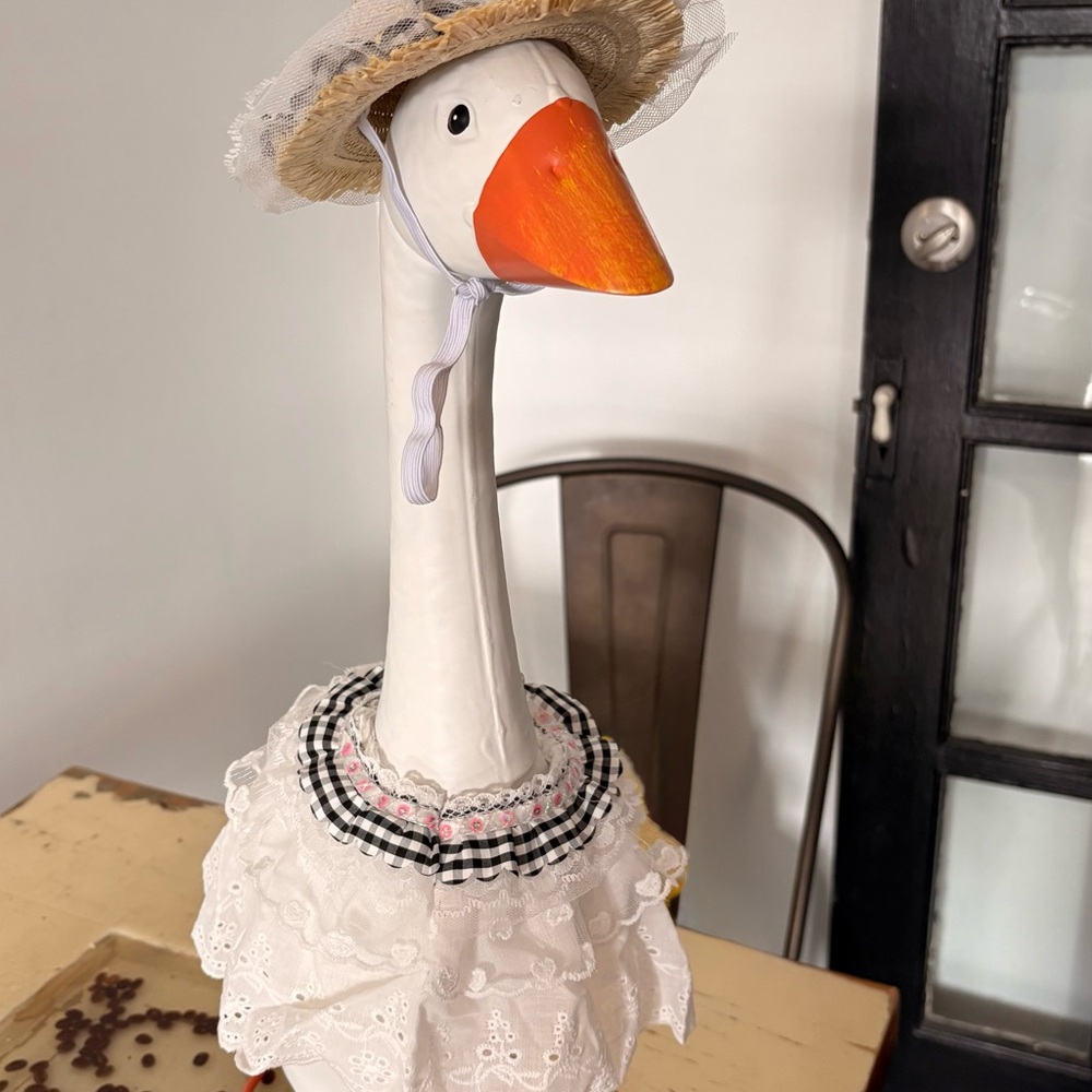 Decorative Goose with Lace Dress and Hat